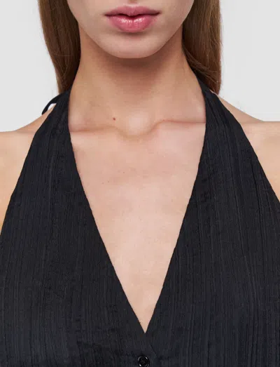 Joseph Suez Pleat Jacquard Tie Waistcoat In Black