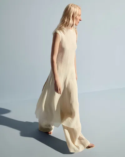 Joseph Garnier Pleat Jacquard Dress In White
