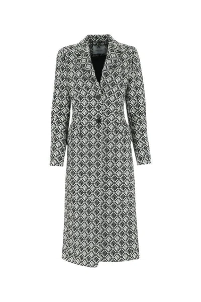 Marine Serre Monogram-pattern Single-breasted Coat In 00