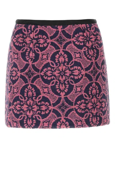 Marine Serre Embroidered Cotton And Polyester Mini Skirt In Multicolor