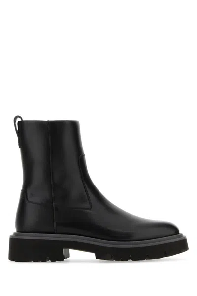 Ferragamo Man Ankle Boots Black Size 9 Calfskin In Blackbiscotto