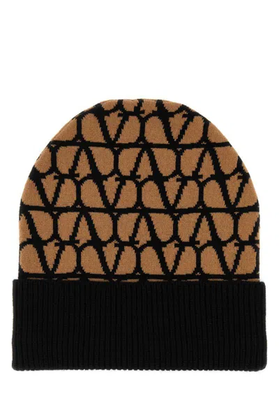 Valentino Garavani Women Printed Cashmere Beanie Hat In Brown