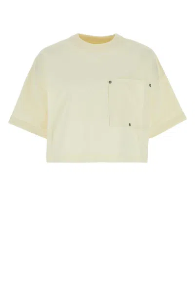 Bottega Veneta Jersey Cropped T-shirt With V Pocket In White