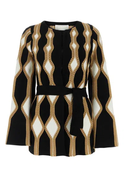 Chloé Embroidered Wool Blend Cardigan In Deserticbrown