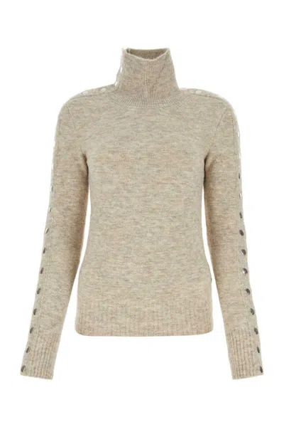 Isabel Marant Melange Sand Nylon Blend Malo Sweater In Beige