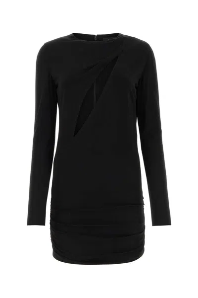 Versace Black Fitted Minidress With Cut-out Detail In Viscose Woman In Black