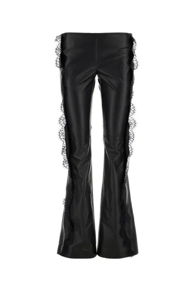Off-white Lace-trim Straight Leg Trousers In Black