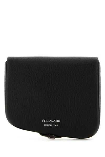 Ferragamo Small Leather Change Purse In Black