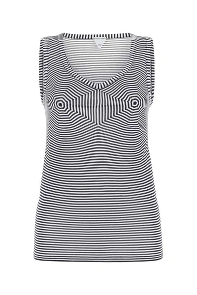 Bottega Veneta Striped Bustier Viscose Knit Tank Top In 4096