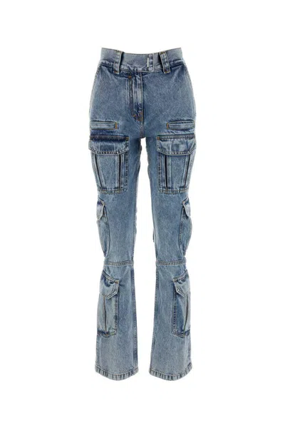 Givenchy Flared Leg Cargo Denim Trousers In Blue