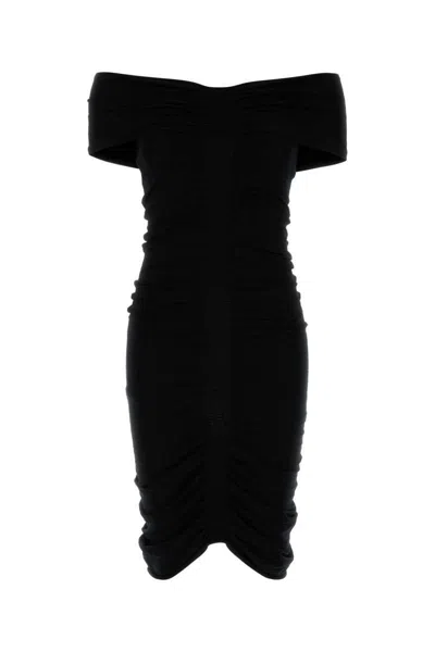 Alexander Wang Off Shoulder Ruched Dress In Black