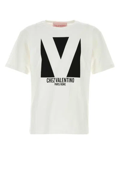 Valentino Mens Avorio Logo-print Crew-neck Cotton-jersey T-shirt In Beige