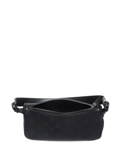 Pre-owned Ferragamo 2010-2020s Ganchini Pattern Canvas Shoulder Bag In Black