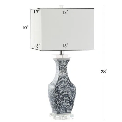 Jonathan Y May 28" Ceramic/crystal Led Table Lamp, Blue/white In Blue/white
