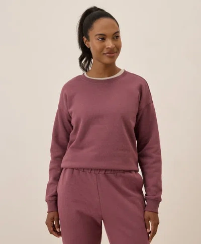 Pact Organic Brushed Fleece Crew Sweatshirt In Mauve