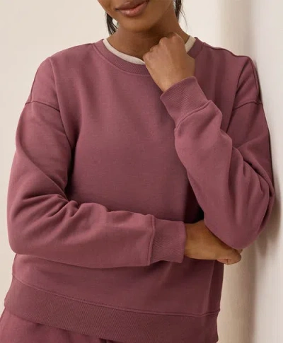 Pact Organic Brushed Fleece Crew Sweatshirt In Mauve