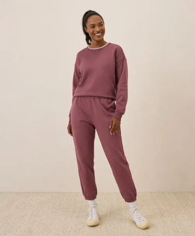 Pact Organic Brushed Fleece Crew Sweatshirt In Mauve