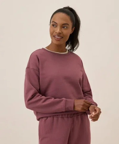 Pact Organic Brushed Fleece Crew Sweatshirt In Mauve