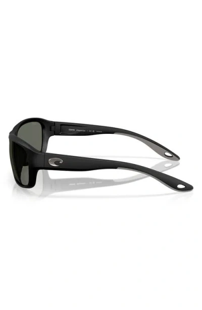 Costa Del Mar Clipperton 58mm Polarized Rectangular Sunglasses In Matte Black/gray 580g