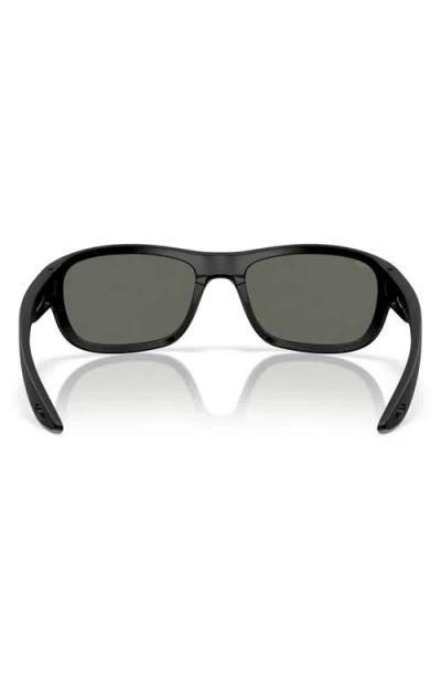 Costa Del Mar Clipperton 58mm Polarized Rectangular Sunglasses In Matte Black/gray 580g