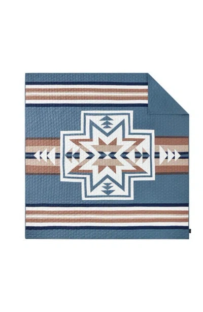Pendleton Silver City Reversible Quilt & Sham Set In Blue Mirage