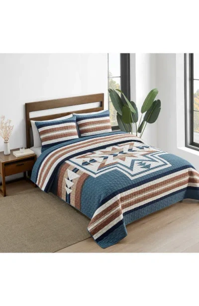 Pendleton Silver City Reversible Quilt & Sham Set In Blue Mirage