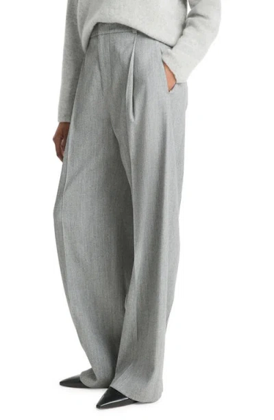 Vince High Waist Wool-blend Twill Trouser In Dark Stone Grey