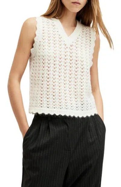 Allsaints Vivian Openwork Sweater Vest In Chalk White