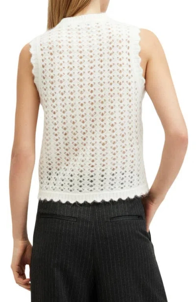 Allsaints Vivian Openwork Sweater Vest In Chalk White