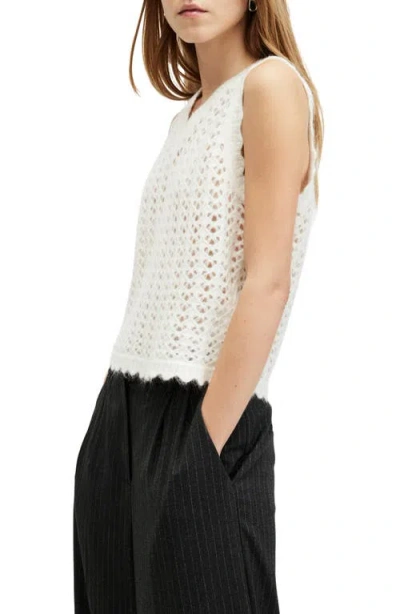 Allsaints Vivian Openwork Sweater Vest In Chalk White