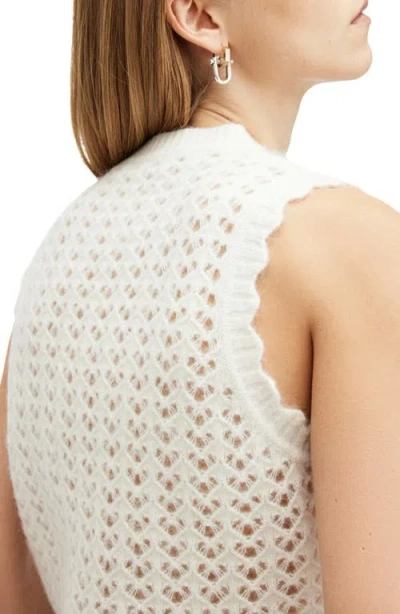 Allsaints Vivian Openwork Sweater Vest In Chalk White