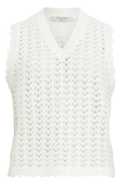 Allsaints Vivian Openwork Sweater Vest In Chalk White