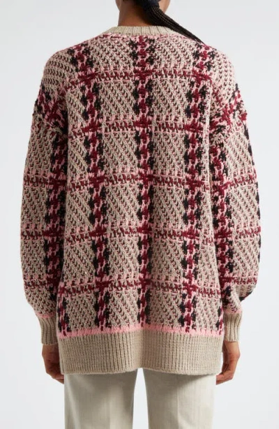 L'agence Macie Houndstooth Wool-blend Cardigan In Natural Sequin Multi