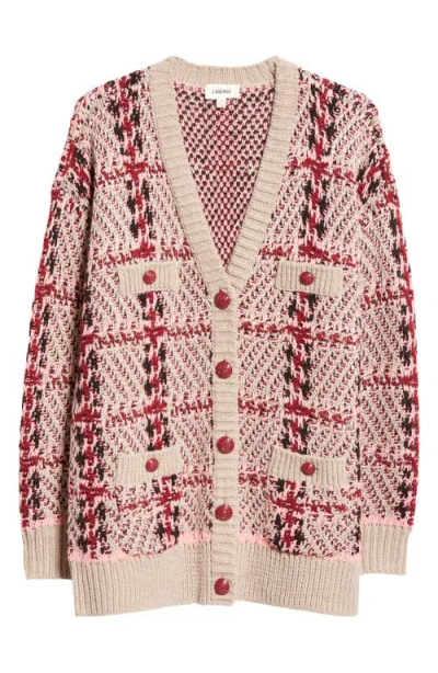 L'agence Macie Houndstooth Wool-blend Cardigan In Natural Sequin Multi