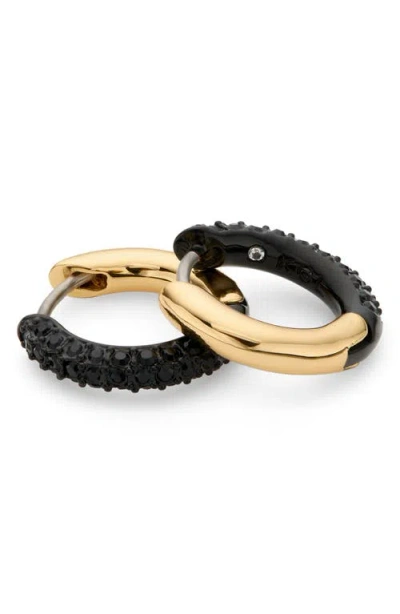 Kurt Geiger London Crystal Pavé Huggie Hoop Earrings In Black