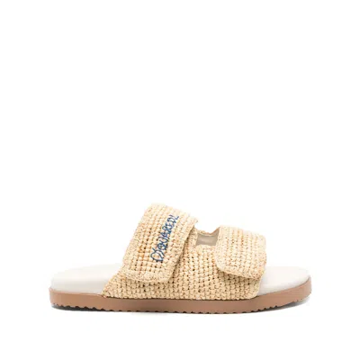 Dsquared2 Summer Lovers Natural Rafia Sandals With Embroidery