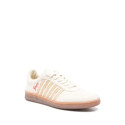 Dsquared2 Beige Low Top Sneakers With Logo Patch On The Tongue And Logo Lettering On The Heel In Canvas Blend 