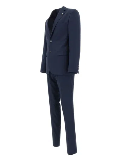 Manuel Ritz Wool Single-breasted Suit In Blue