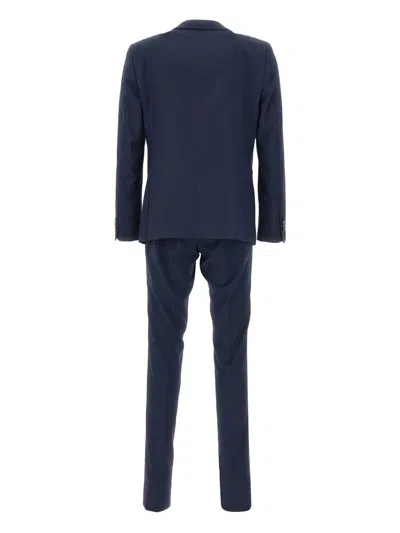 Manuel Ritz Wool Single-breasted Suit In Blue