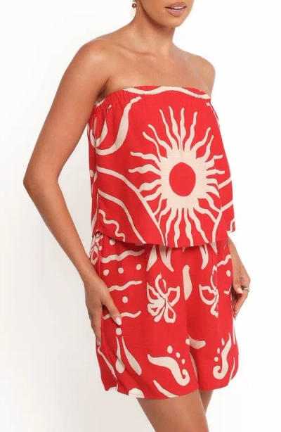 Petal And Pup Petal & Pup Herbie Strapless Romper In Red