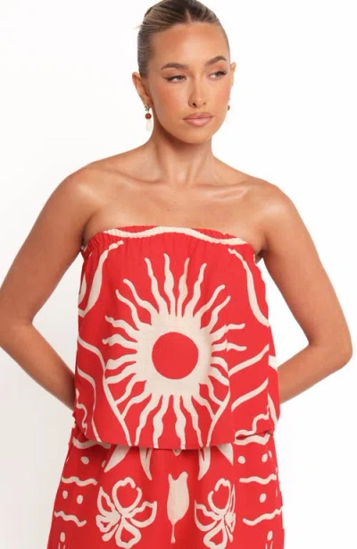 Petal And Pup Petal & Pup Herbie Strapless Romper In Red