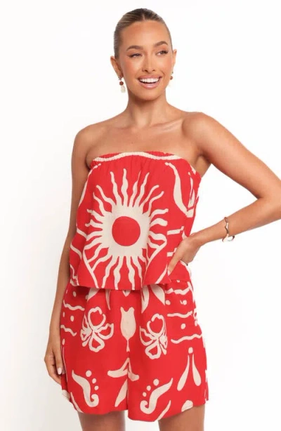 Petal And Pup Petal & Pup Herbie Strapless Romper In Red