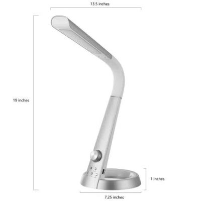 Jonathan Y Milton Aluminum Contemporary Minimalist Adjustable Head Dimmable Usb Charging Led Task Lamp In Silver