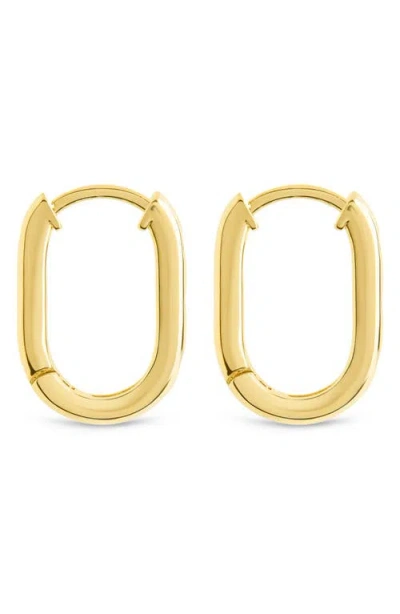 Sterling Forever Casey Cubic Zirconia Rectangular Hoop Earrings In Gold