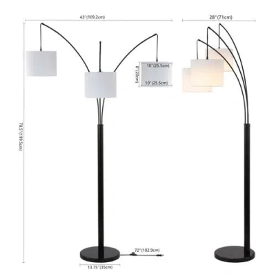 Jonathan Y Barrie 78.5" 3-light Mid-century Modern Head-adjustable Iron Led Arc Floor Lamp, Oil Rubb In Oil Rubbed Bronze