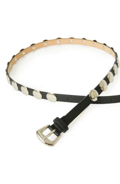 B-low The Belt Ames Studded Leather Belt In Black Silver