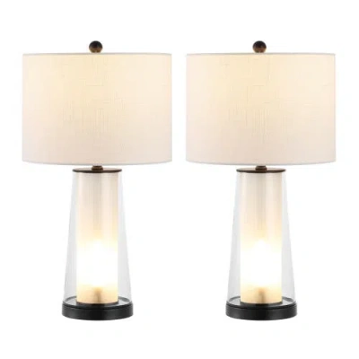 Jonathan Y Tryon 26" Modern Minimalist Glass/iron Nightlight Led Table Lamp In Oil Rubbed Bronze/clear