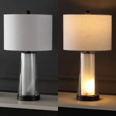 Jonathan Y Tryon 26" Modern Minimalist Glass/iron Nightlight Led Table Lamp In Oil Rubbed Bronze/clear