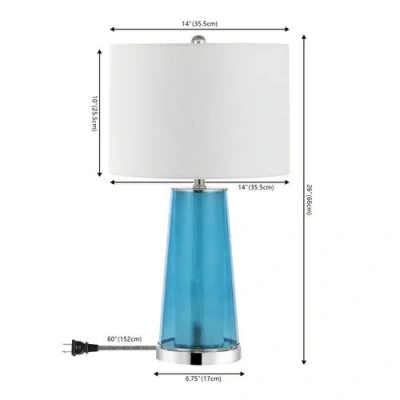Jonathan Y Tryon 26" Modern Minimalist Glass/iron Nightlight Led Table Lamp In Clear Blue/chrome