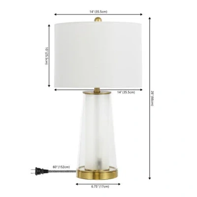 Jonathan Y Tryon 26" Modern Minimalist Glass/iron Nightlight Led Table Lamp In Clear/brass Gold